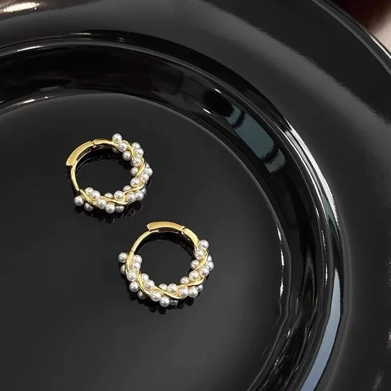Losaris - French Pearl Hoop Earrings