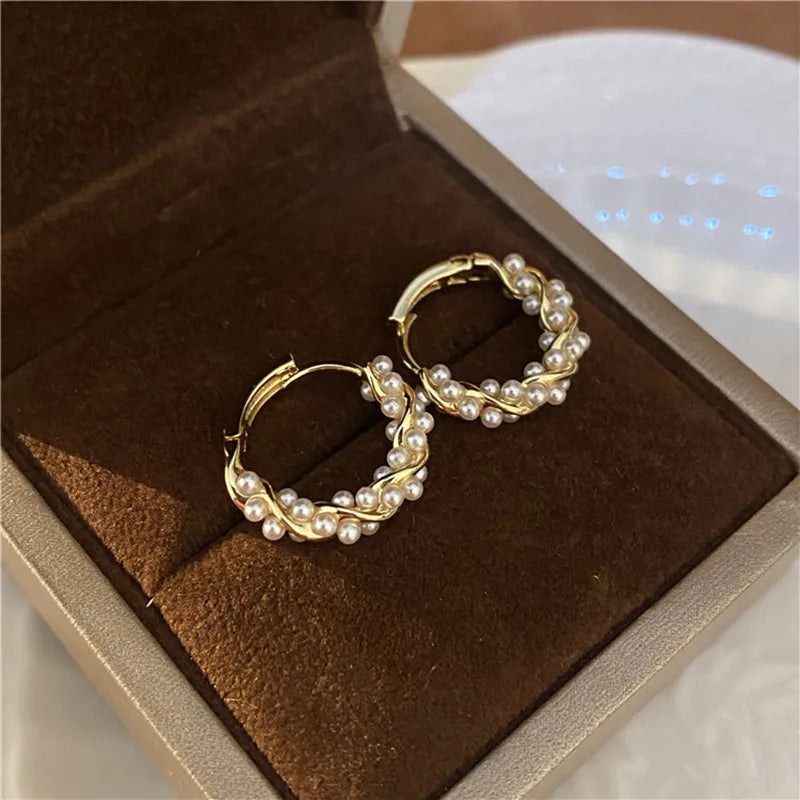 Losaris - French Pearl Hoop Earrings
