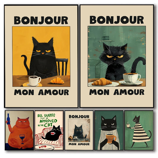 LOSARIS - „Bonjour Mon Amour“ Katzen-Poster - Edition I