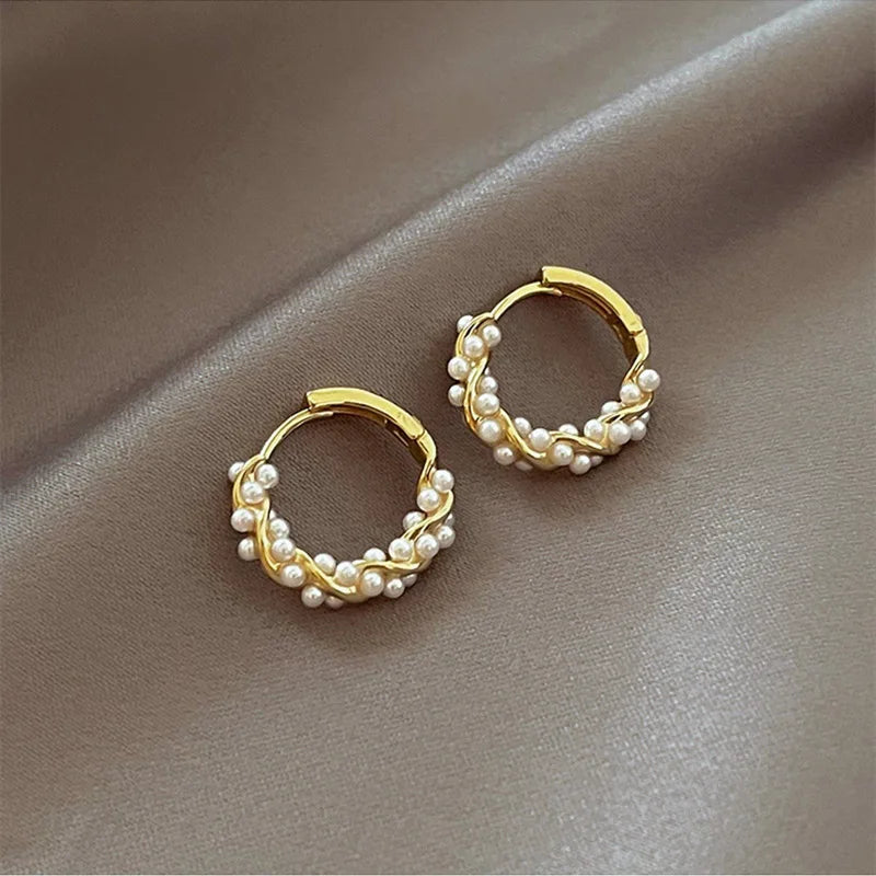 Losaris - French Pearl Hoop Earrings